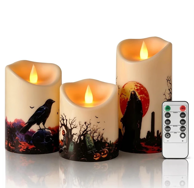 Main image of Artmarry Halloween Flameless Candles Set of 3 Included 10-Key Remote