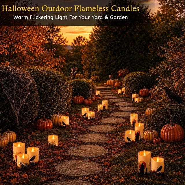 Alt view image 4 of 6 - Artmarry Halloween Flameless Candles Set of 3 Included 10-Key Remote