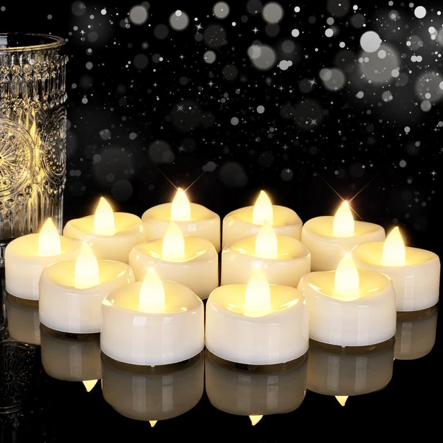 Main image of 5plots 12/24/50/100/150Pack Tea Lights Candles Battery Operated,White Shell