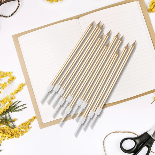 Alt view image 4 of 6 - BEAN LIEVE 30-Count Champagne Gold Long Thin Metallic Birthday Candles, Cake Candles, Birthday Parties, Wedding Decorations, Party Candles, Cake Decorations