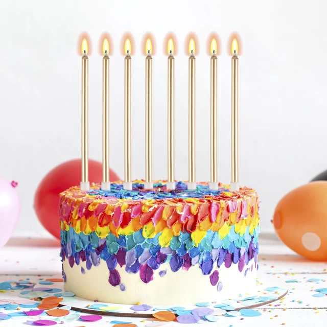 Alt view image 6 of 6 - BEAN LIEVE 30-Count Champagne Gold Long Thin Metallic Birthday Candles, Cake Candles, Birthday Parties, Wedding Decorations, Party Candles, Cake Decorations