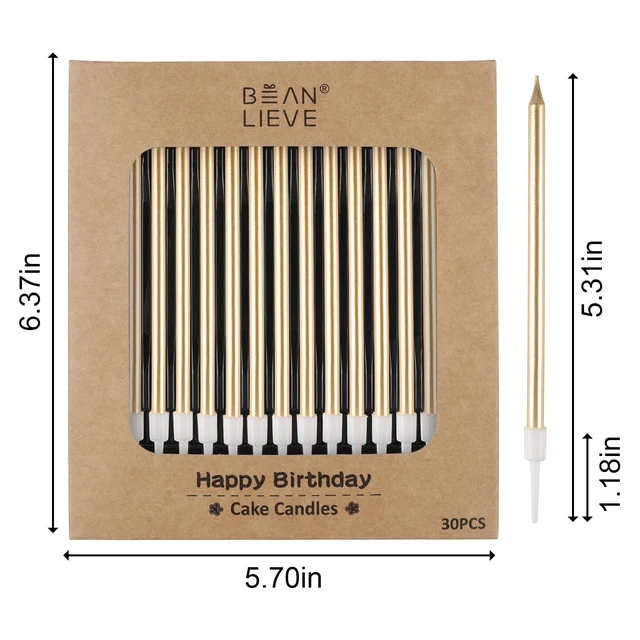 Alt view image 5 of 6 - BEAN LIEVE 30-Count Champagne Gold Long Thin Metallic Birthday Candles, Cake Candles, Birthday Parties, Wedding Decorations, Party Candles, Cake Decorations