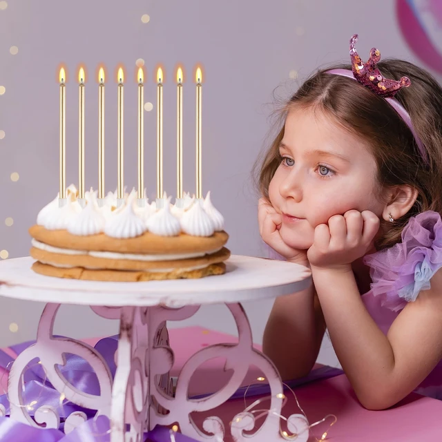 Alt view image 2 of 6 - BEAN LIEVE 30-Count Champagne Gold Long Thin Metallic Birthday Candles, Cake Candles, Birthday Parties, Wedding Decorations, Party Candles, Cake Decorations