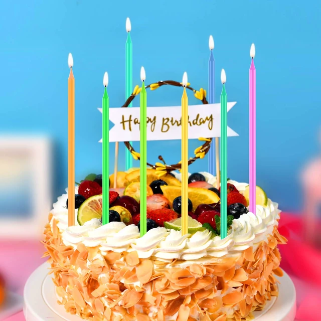 Alt view image 4 of 6 - 40-Count Rainbow Birthday Candles - Colorful Birthday Candle Long Thin Cake Candles Cupcake Candles for Birthday, Wedding & Lucky Party Cake Decorations