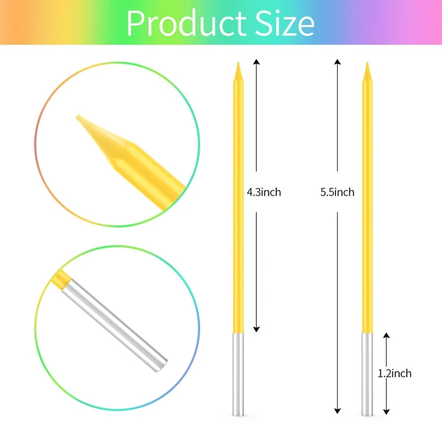 Alt view image 5 of 6 - 40-Count Rainbow Birthday Candles - Colorful Birthday Candle Long Thin Cake Candles Cupcake Candles for Birthday, Wedding & Lucky Party Cake Decorations