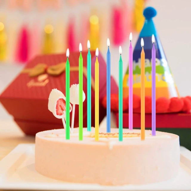 Alt view image 3 of 6 - 40-Count Rainbow Birthday Candles - Colorful Birthday Candle Long Thin Cake Candles Cupcake Candles for Birthday, Wedding & Lucky Party Cake Decorations