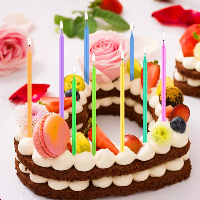 Alt view image 6 of 6 - 40-Count Rainbow Birthday Candles - Colorful Birthday Candle Long Thin Cake Candles Cupcake Candles for Birthday, Wedding & Lucky Party Cake Decorations