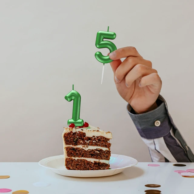 Alt view image 4 of 7 - Green Number 2 Candle Happy Birthday 3D Number Candles for Birthday Cake Party Decoration Wedding Anniversary Celebration Supplies