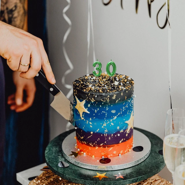 Alt view image 5 of 7 - Green Number 2 Candle Happy Birthday 3D Number Candles for Birthday Cake Party Decoration Wedding Anniversary Celebration Supplies