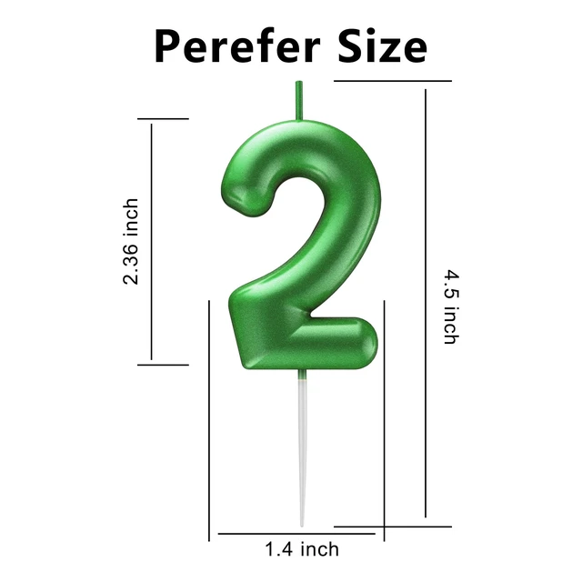 Alt view image 6 of 7 - Green Number 2 Candle Happy Birthday 3D Number Candles for Birthday Cake Party Decoration Wedding Anniversary Celebration Supplies