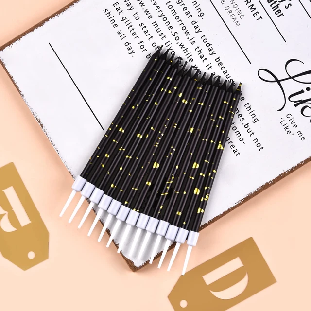 Alt view image 6 of 7 - Black Gold Long Thin Birthday Candles, Cake Candles, Birthday Parties, Wedding Decorations, Party Candles