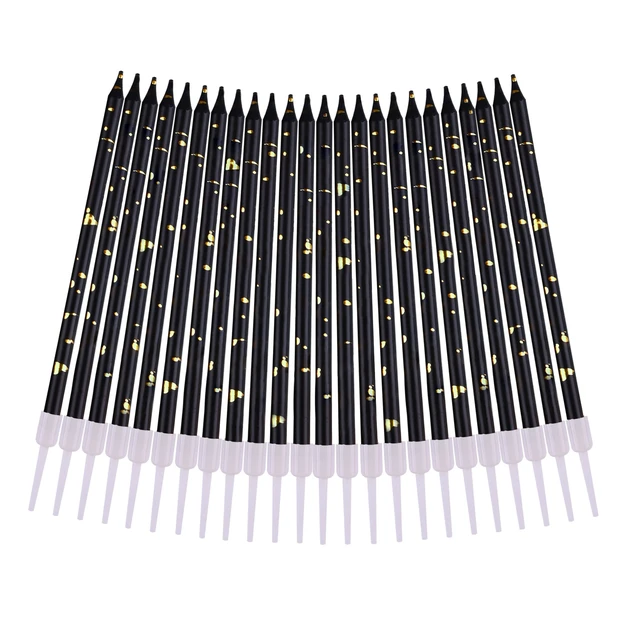 Alt view image 3 of 7 - Black Gold Long Thin Birthday Candles, Cake Candles, Birthday Parties, Wedding Decorations, Party Candles