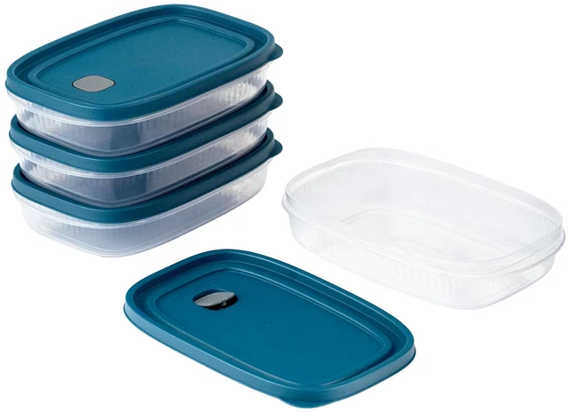Main image of Mainstays Reusable Food Storage Container, Medium Rectangle, Plastic, 4-Pack, 4 Containers with Lids, 5.2 Cups, Ideal for Meal Planning