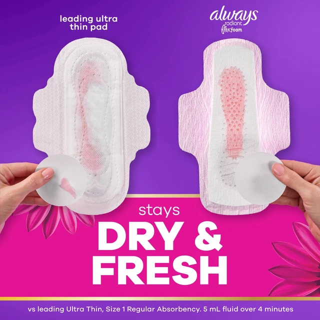 Alt view image 5 of 5 - Always Radiant with FlexFoam Pads, Size 4, Overnight, Wings, 10 Count