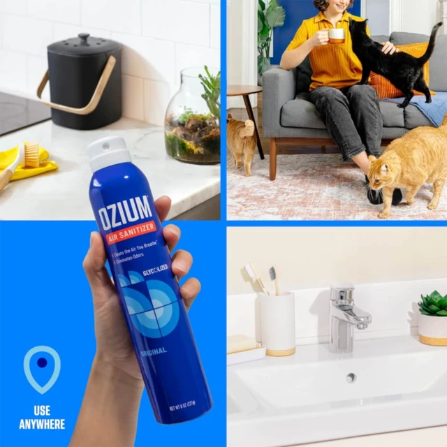 Alt view image 3 of 6 - Ozium 0.8 oz. Air Sanitizer & Odor Eliminator for Homes, Cars, Offices and More, Original Scent
