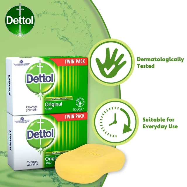 Alt view image 5 of 6 - Dettol Anti Bacterial Original Soap 100g Twin Pack Dermatologically Tested