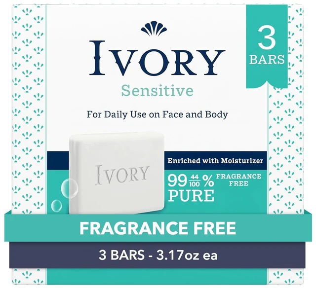 Main image of Ivory Sensitive Bar Soap Designed for the Whole Family, 3.17 oz 3 Count