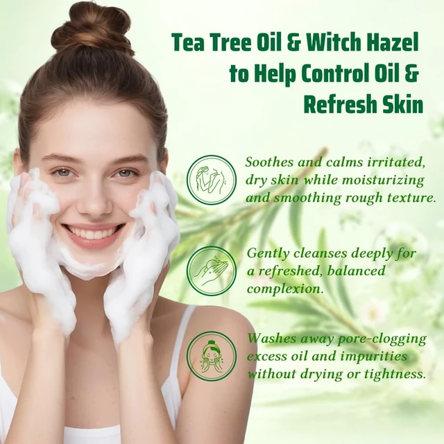 Alt view image 5 of 6 - BIH Tea Tree Soap, 2 Pack Relief Soap Bar Infused with Tea Tree Essential Oil, Refreshing Exfoliating Green Foot & Body Bar for Oily Rough Skin, Addresses Foot & Skin Discomfort, Unisex Daily Use