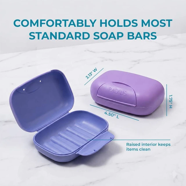 Alt view image 3 of 6 - RADIUS Soap Travel Case, BPA-Free Recycled Plastic, Leakproof, Portable for Bathroom, Gym, Home, Camping - Light Blue