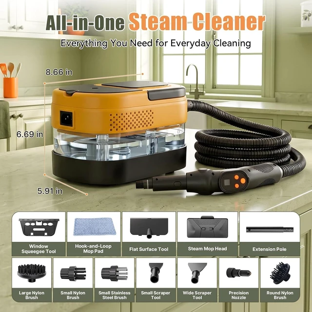 Alt view image 6 of 7 - Steam Cleaner for Home, 2500W Multi-Surface Steamer with 1.6L Tank