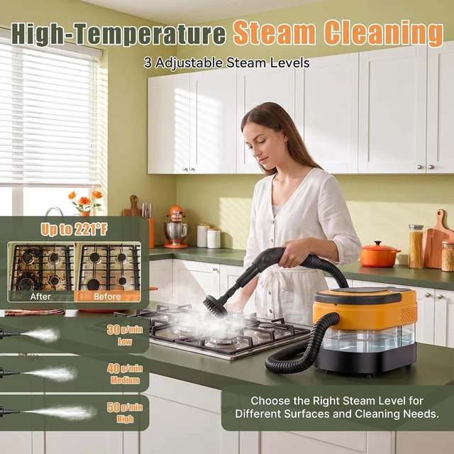 Alt view image 3 of 7 - Steam Cleaner for Home, 2500W Multi-Surface Steamer with 1.6L Tank