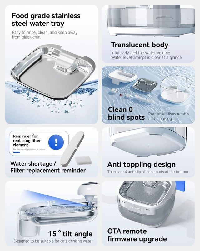 Alt view image 6 of 6 - Cat Water Fountain Stainless Steel Tray, Cat Fountain Indoor
