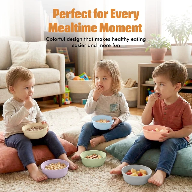 Alt view image 7 of 7 - Plastic Bowls Set of 6 15oz Multipurpose Deep Plates Salad and Pasta Bowls Ideal for Home, Kids, Parties Stackable Bowl for Kitchen Non-BPA and Food Grade Pastel Colors