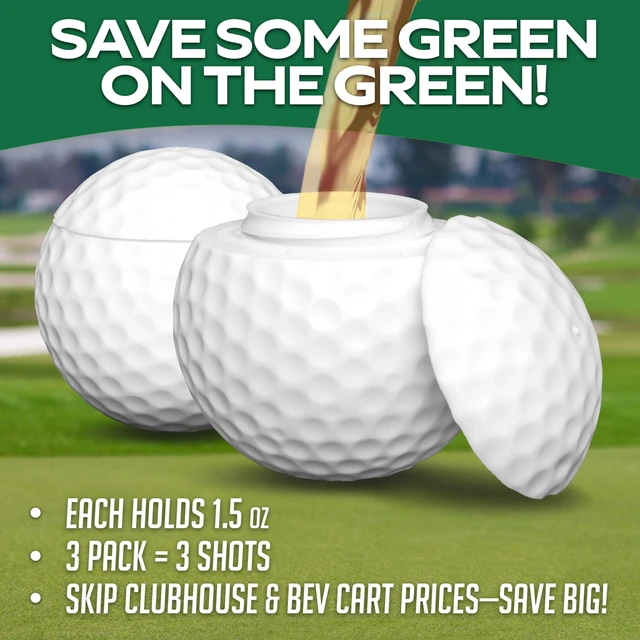 Alt view image 4 of 6 - Mulligan Shots Golf Ball Shot Glasses with Lids - 3 Pack Golf Party Favors - Funny Golf Gifts for Men