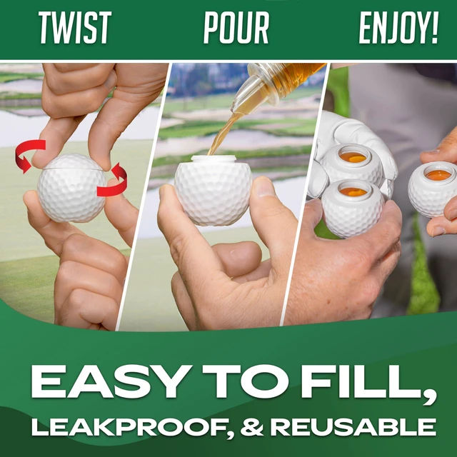Alt view image 5 of 6 - Mulligan Shots Golf Ball Shot Glasses with Lids - 3 Pack Golf Party Favors - Funny Golf Gifts for Men