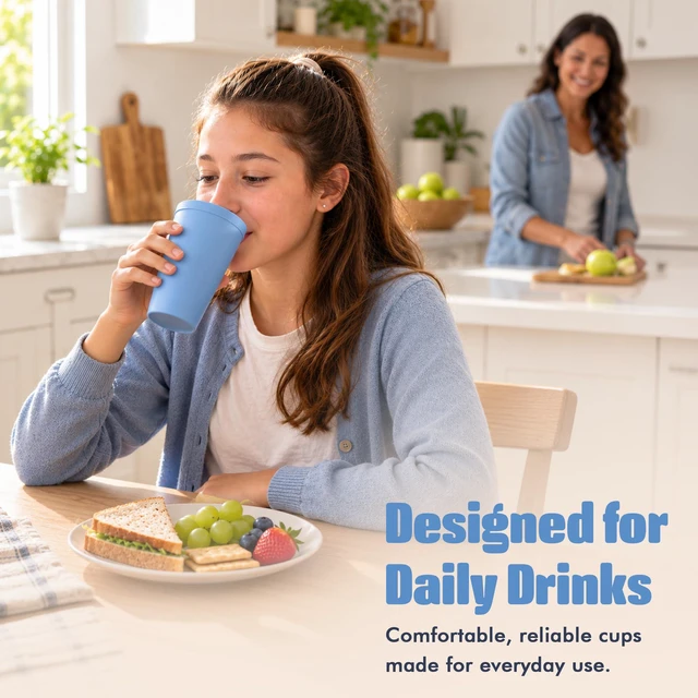 Alt view image 7 of 7 - Reusable Plastic Cups 16 oz Set of 6, BPA-Free Tumblers for Everyday Use