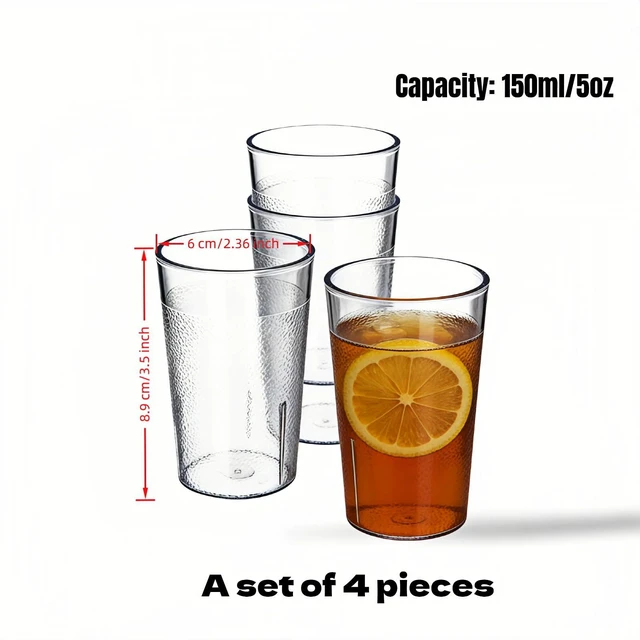 Alt view image 2 of 7 - Stackable Plastic Cups, Shatterproof Drinking Glasses Set of 4, BPA Free Dishwasher Safe, Unbreakable Clear Acrylic Tumblers, Commercial Grade Restaurant Cups for Home Kitchen Party Bar 5 oz