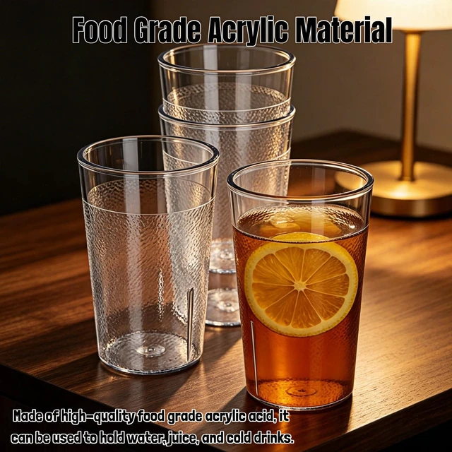 Alt view image 4 of 7 - Stackable Plastic Cups, Shatterproof Drinking Glasses Set of 4, BPA Free Dishwasher Safe, Unbreakable Clear Acrylic Tumblers, Commercial Grade Restaurant Cups for Home Kitchen Party Bar 5 oz