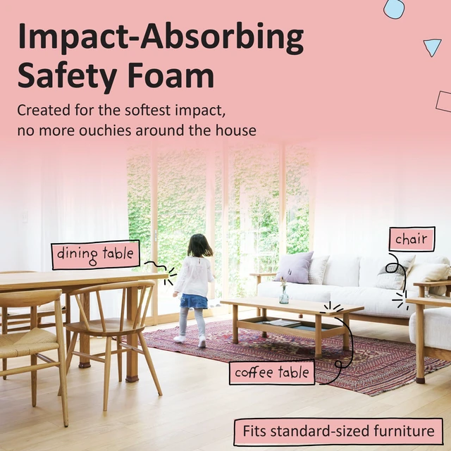 Alt view image 6 of 7 - Earth Baby Proofing Edge and Corner Guard Protector Set for Back to School, 16 Feet Edges & 4 Foam Corners, Furniture and Table Child Baby Proof Bumpers, Pre-Taped Corner Cushions - Coffee Brown
