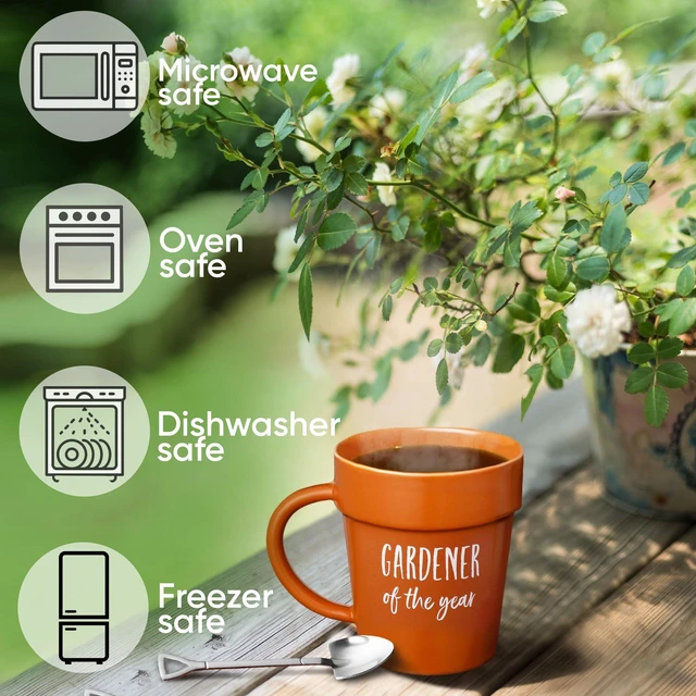 Alt view image 3 of 6 - Gardener Coffee Mug Gift - Funny Plant Pot Mug with Shovel Spoon - Cool Coffee Mugs for Men, Women - Mug for Gardeners, Dad Birthday Gifts, Cute Mom Christmas Gifts (Gardener Coffee Mug)
