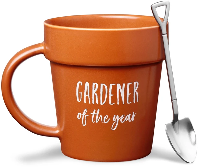 Main image of Gardener Coffee Mug Gift - Funny Plant Pot Mug with Shovel Spoon - Cool Coffee Mugs for Men, Women - Mug for Gardeners, Dad Birthday Gifts, Cute Mom Christmas Gifts (Gardener Coffee Mug)