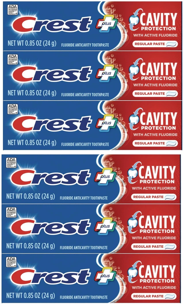 Main image of Cavity Protection Regular Toothpaste, Travel Size .85 oz. (24g) - Pack of 6