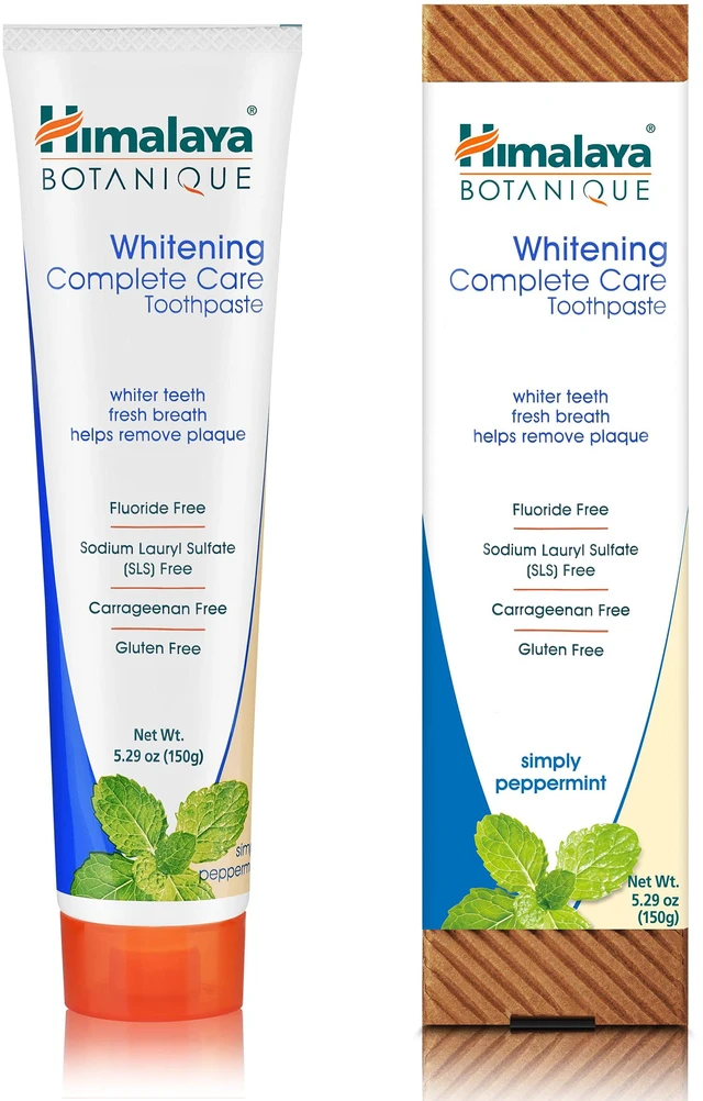 Main image of Botanique Whitening Complete Care Toothpaste, Peppermint, 5.29 oz | Fluoride Free Toothpaste Supports Teeth Whitening & Fights Plaque - No Artificial Flavors or Colors, SLS Free, Cruelty Free