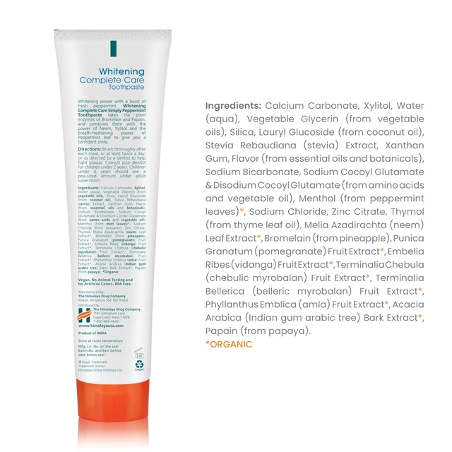 Alt view image 2 of 6 - Botanique Whitening Complete Care Toothpaste, Peppermint, 5.29 oz | Fluoride Free Toothpaste Supports Teeth Whitening & Fights Plaque - No Artificial Flavors or Colors, SLS Free, Cruelty Free