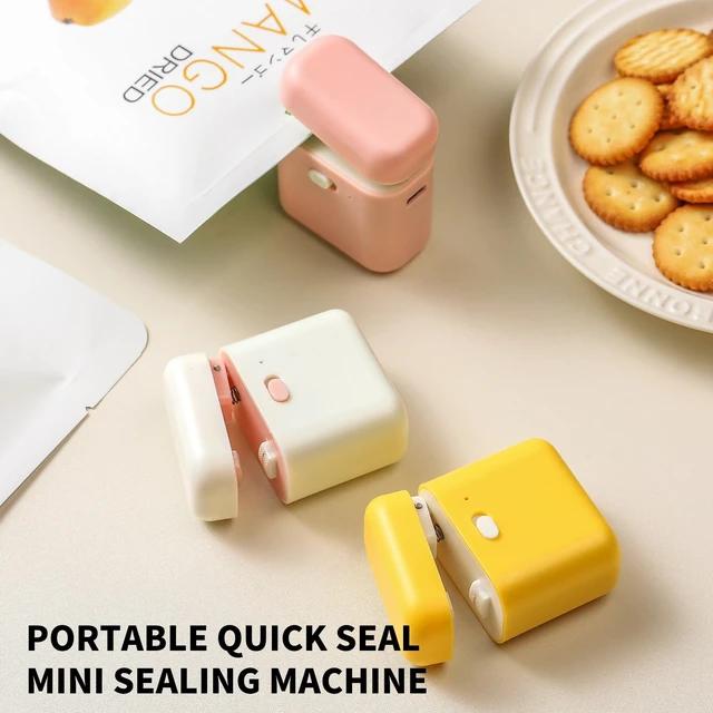 Alt view image 2 of 6 - USB-C Rechargeable Mini Bag Sealer (Yellow, 1-Pack) Magnetic Handheld Heat Sealer for Plastic Snack Bags, Food Freshness Keeper, Compact & Portable