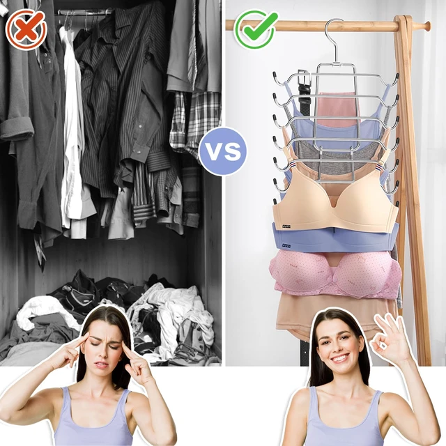 Alt view image 2 of 7 - 2Pcs Tank Top Hangers Space Saving Hanger Organizer Bra Hangers Silver | 360° Rotating Metal Closet Organizers and Storage Lingerie Hangers for Tank Tops Cami Bras Belts Swimsuits Lingeries