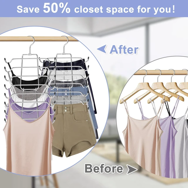 Alt view image 3 of 7 - 2Pcs Tank Top Hangers Space Saving Hanger Organizer Bra Hangers Silver | 360° Rotating Metal Closet Organizers and Storage Lingerie Hangers for Tank Tops Cami Bras Belts Swimsuits Lingeries