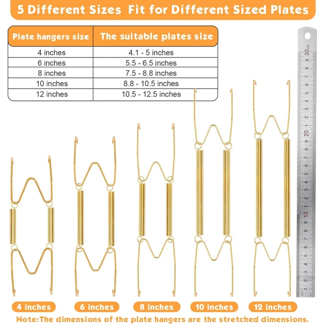Alt view image 3 of 7 - 7 pcs Plate Hangers for The Wall, 4/6/8/10/12 Inch Invisible Decorative Wall Plate Hangers, Stainless Steel Plates Walls Hanger for Display Various Sizes with Hooks for Decorative