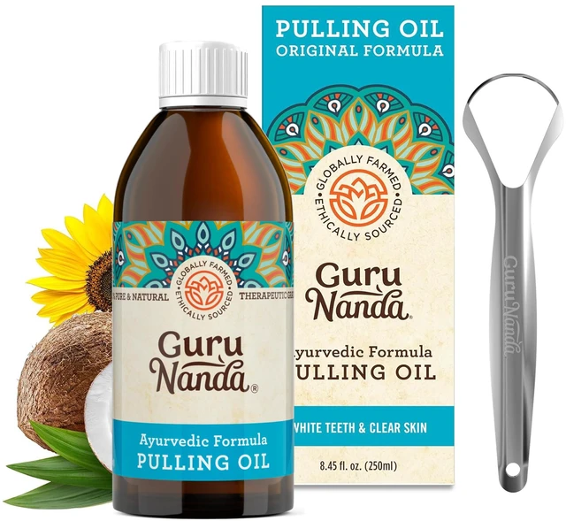Main image of Original Coconut Oil Pulling Mouthwash with Sesame Oil, 8.45oz | With Tongue Scraper|Fluoride & Alcohol Free Mouthwash|Ayurvedic Formula with Sunflower & Peppermint|Fresh Breath, Healthy Gum