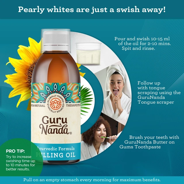 Alt view image 6 of 7 - Original Coconut Oil Pulling Mouthwash with Sesame Oil, 8.45oz | With Tongue Scraper|Fluoride & Alcohol Free Mouthwash|Ayurvedic Formula with Sunflower & Peppermint|Fresh Breath, Healthy Gum