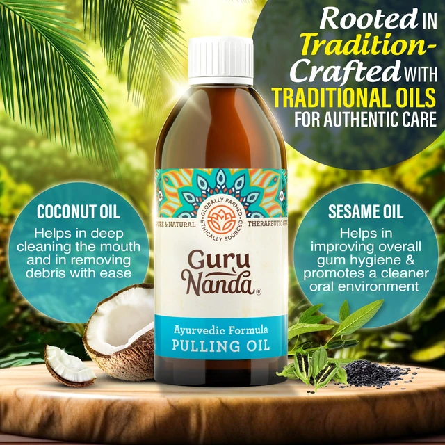 Alt view image 2 of 7 - Original Coconut Oil Pulling Mouthwash with Sesame Oil, 8.45oz | With Tongue Scraper|Fluoride & Alcohol Free Mouthwash|Ayurvedic Formula with Sunflower & Peppermint|Fresh Breath, Healthy Gum