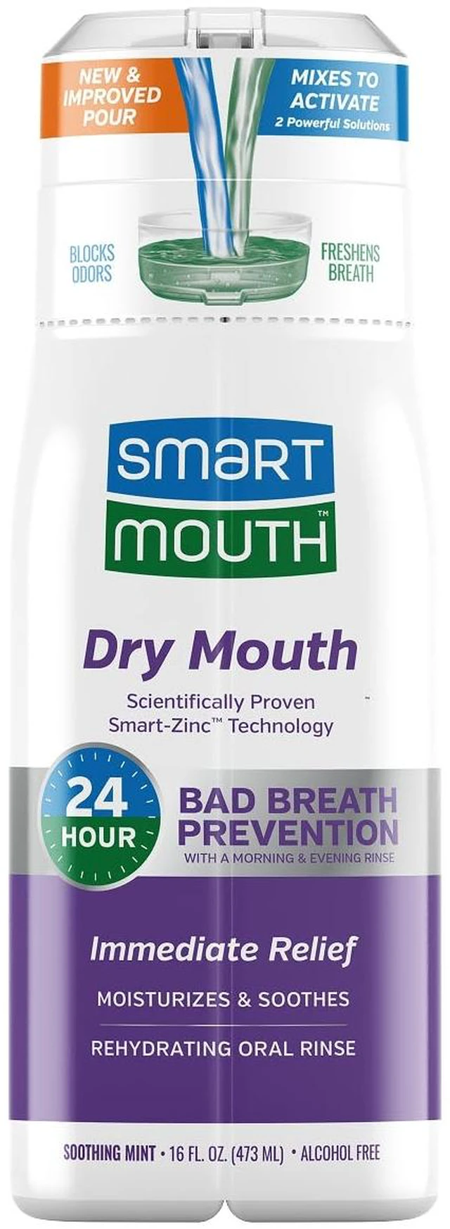 Main image of Dry Mouth Zinc Activated Mouthwash, Soothing Mint, 16 fl oz | Dry Mouth Rinse for Immediate Relief and Instant Fresh Breath, Optimal Oral Health