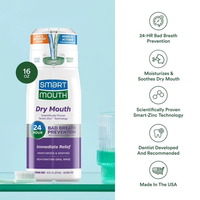 Alt view image 4 of 7 - Dry Mouth Zinc Activated Mouthwash, Soothing Mint, 16 fl oz | Dry Mouth Rinse for Immediate Relief and Instant Fresh Breath, Optimal Oral Health