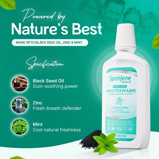 Alt view image 3 of 7 - Alcohol Free Mouthwash with Xylitol Fluoride Free Natural Mouthwash for Dry Mouth, Whitening & Fresh Breath Patented Black Seed Oil & Zinc Formula Vegan & Made in the USA (1 Pack)