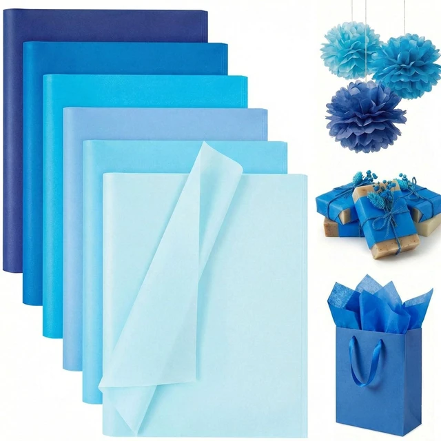 Main image of 330 Sheets Blue Tissue Paper, 6 Shades, 14 X 10 inches | Gradient Blues Add Volume to Gift Bags and Can Be Layered into Hydrangeas and Ocean-themed Decorations