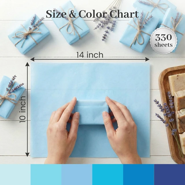 Alt view image 4 of 7 - 330 Sheets Blue Tissue Paper, 6 Shades, 14 X 10 inches | Gradient Blues Add Volume to Gift Bags and Can Be Layered into Hydrangeas and Ocean-themed Decorations